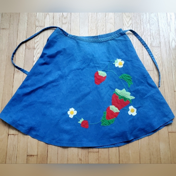 Handmade Dresses & Skirts - sweet berry patch • vintage handmade denim wrap around skirt